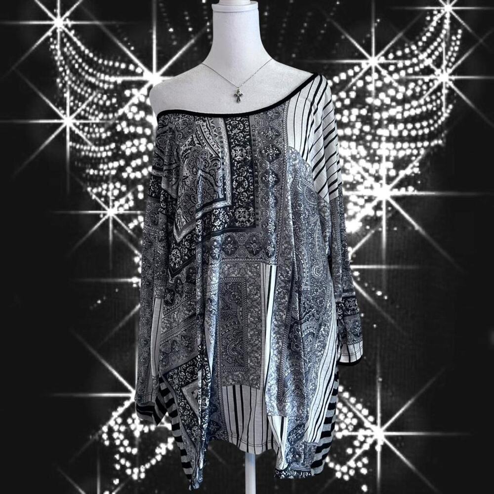 mixed paisley baroque scarf print and stripe patchwork fairy baho top
